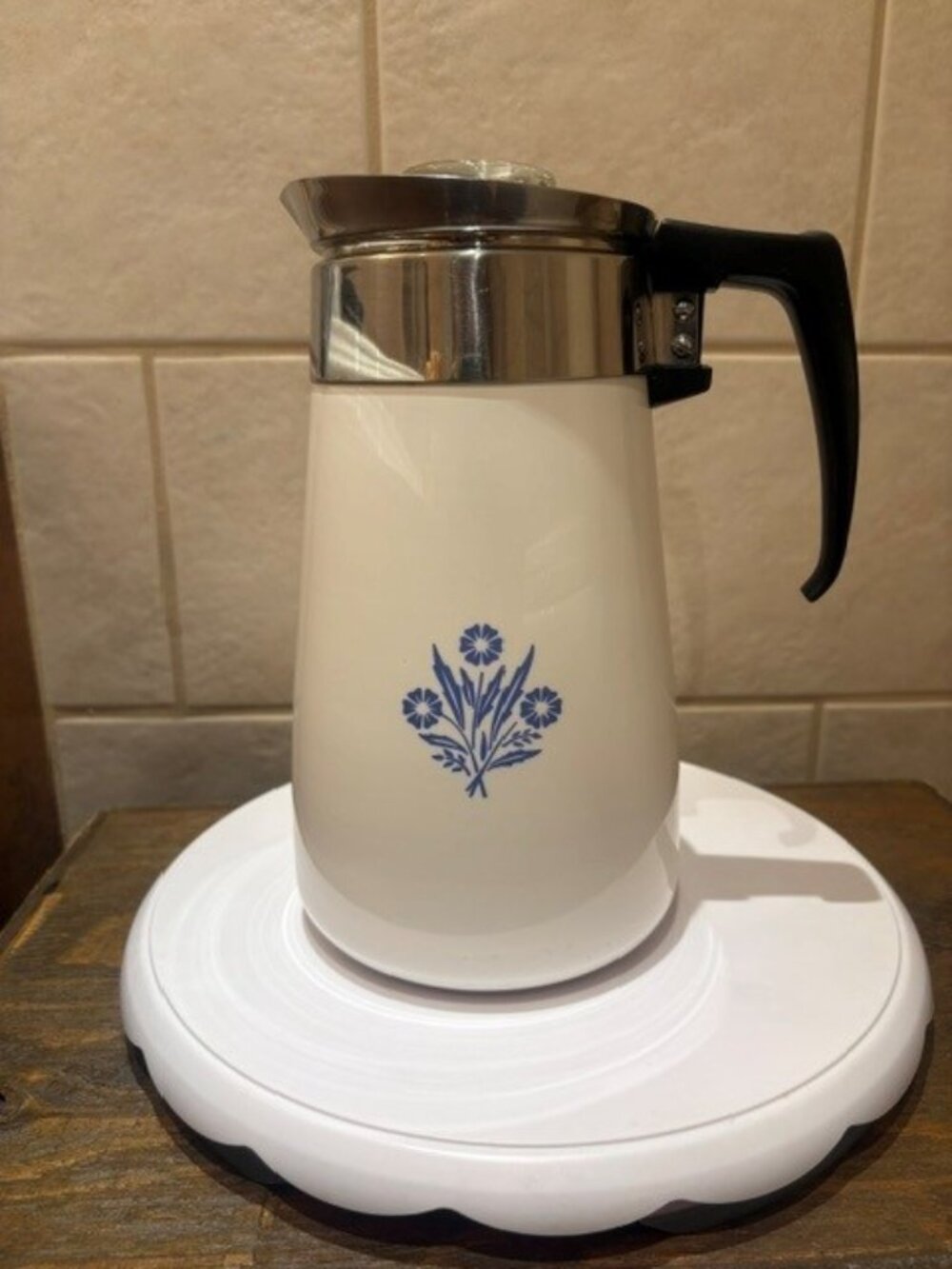 Vintage CorningWare Percolator Blue Cornflower 9 cup Used